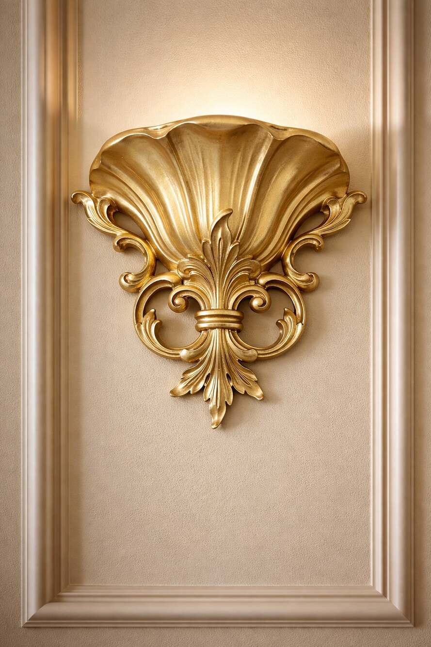 Vintage 1962 Syroco Ornate Gold Scroll Wall Pocket Planter #4446